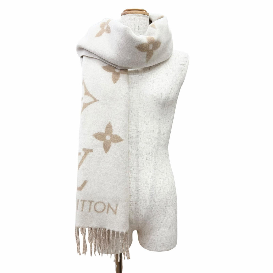 Excellent LOUIS VUITTON muffler reykjavik Monogram Giant Pattern cashmere M78123