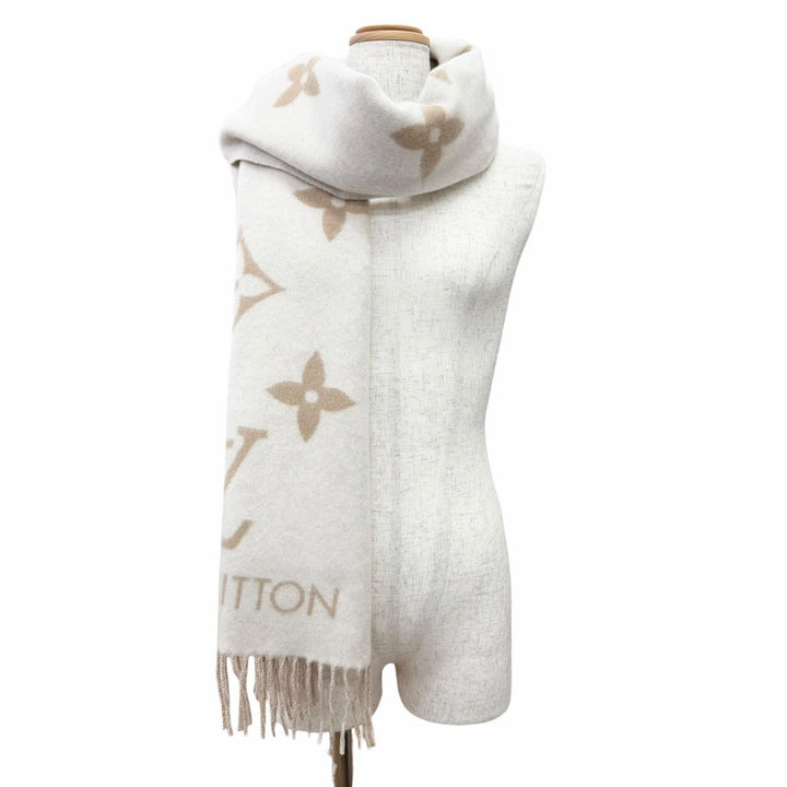 Excellent LOUIS VUITTON muffler reykjavik Monogram Giant Pattern cashmere M78123