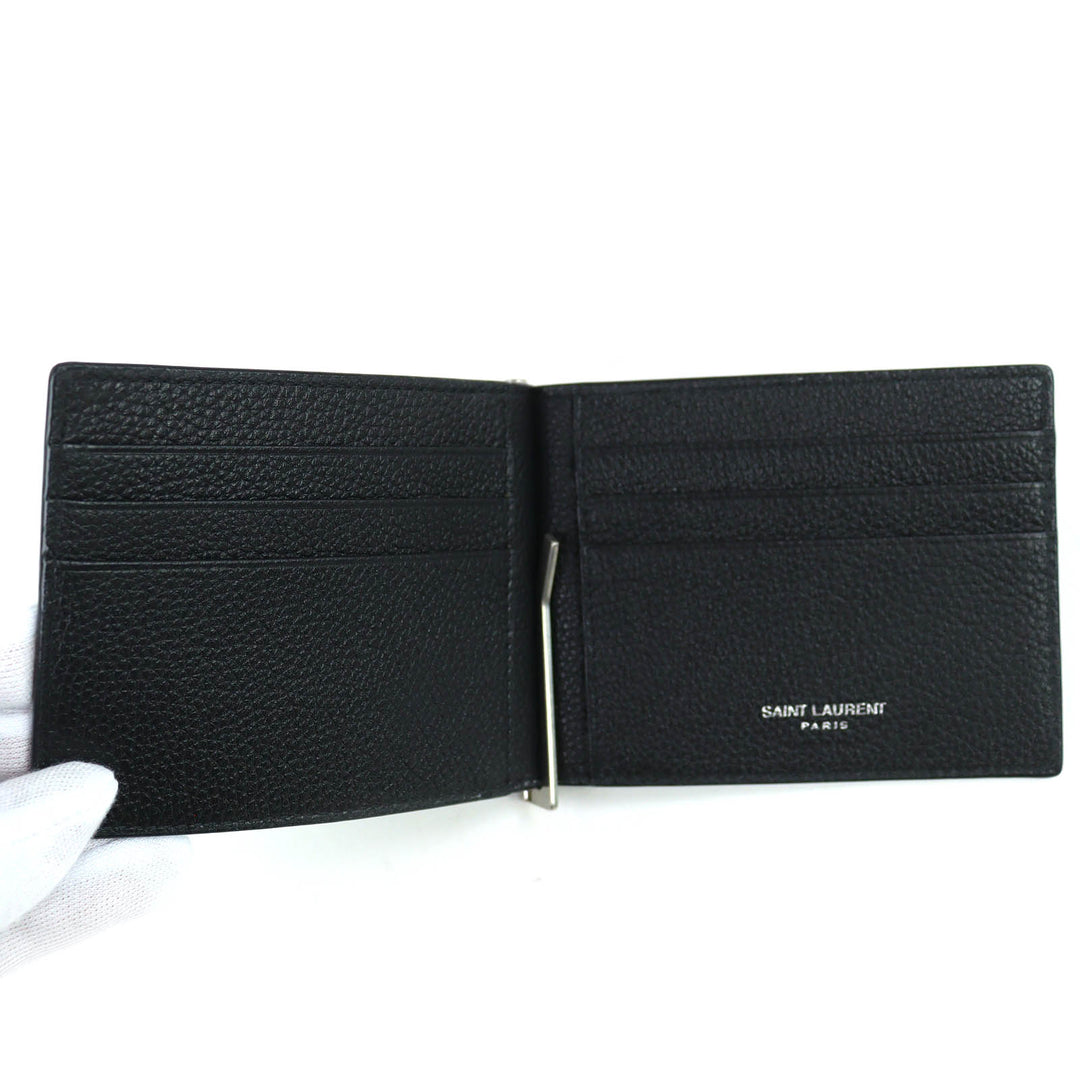 Excellent SAINT LAURENT PARIS Bifold Wallet Card Case Bill Clip Wallet 691633