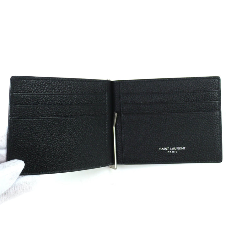 Excellent SAINT LAURENT PARIS Bifold Wallet Card Case Bill Clip Wallet 691633