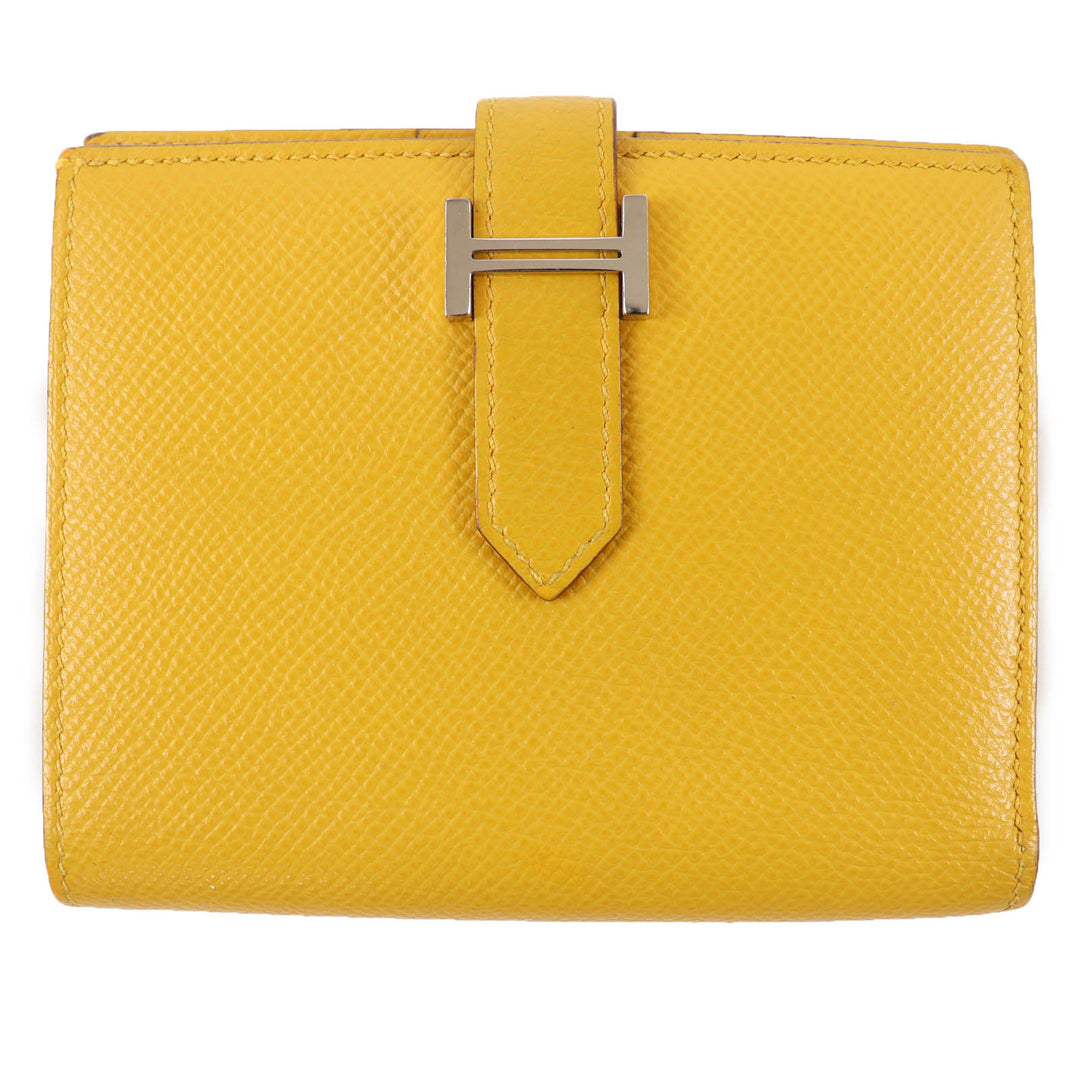 Great HERMES Bifold Wallet BEAN Compact Compact wallet Epsom Leather Women