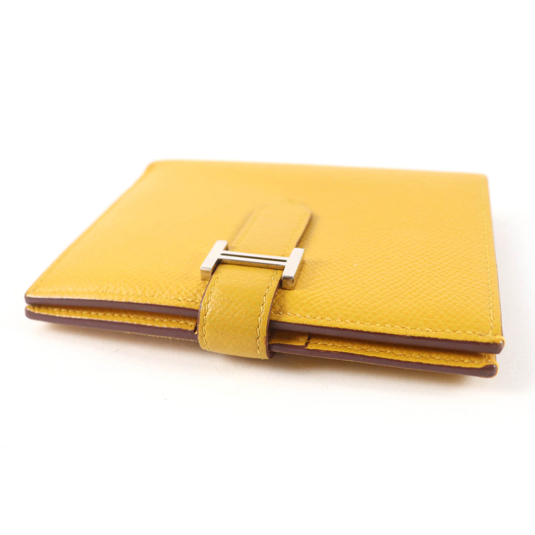 Great HERMES Bifold Wallet BEAN Compact Compact wallet Epsom Leather Women