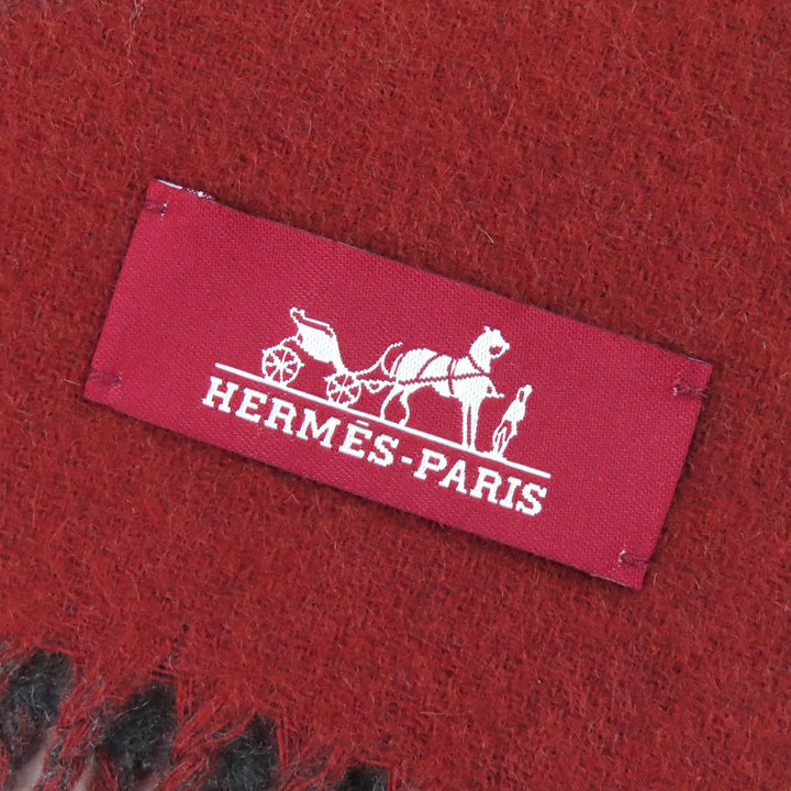 Excellent HERMES Scarf Grand Mall fringe Brown cashmere mens