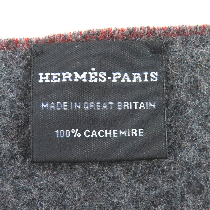 Excellent HERMES Scarf Grand Mall fringe Brown cashmere mens