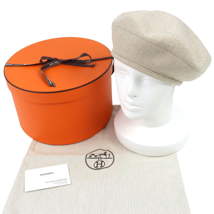 Pristine HERMES beret Saint Honoré Serie button beige cashmere Women 57