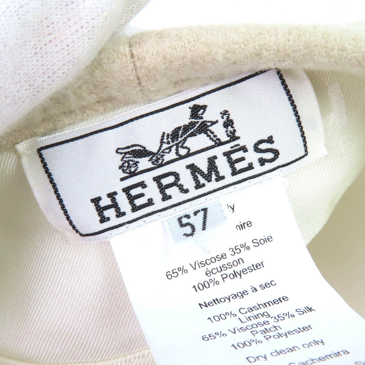 Pristine HERMES beret Saint Honoré Serie button beige cashmere Women 57