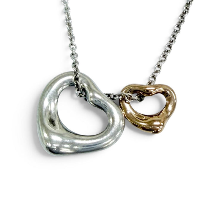 Great TIFFANY&Co. Double Open Heart Necklace Extra Mini Silver AG925 Women