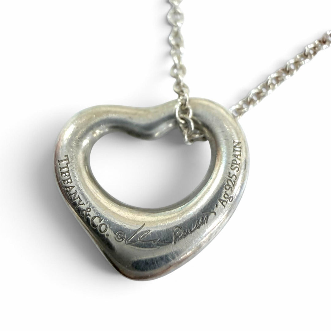 Great TIFFANY&Co. Double Open Heart Necklace Extra Mini Silver AG925 Women