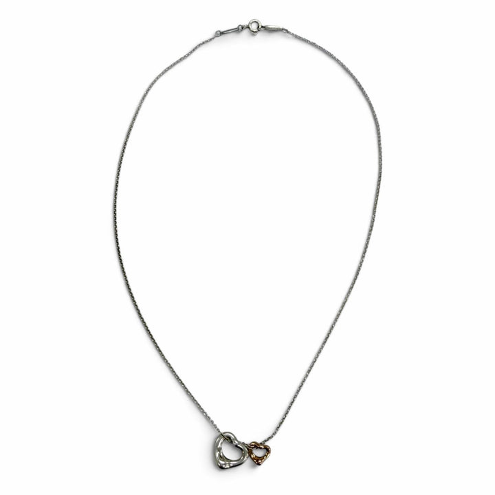 Great TIFFANY&Co. Double Open Heart Necklace Extra Mini Silver AG925 Women