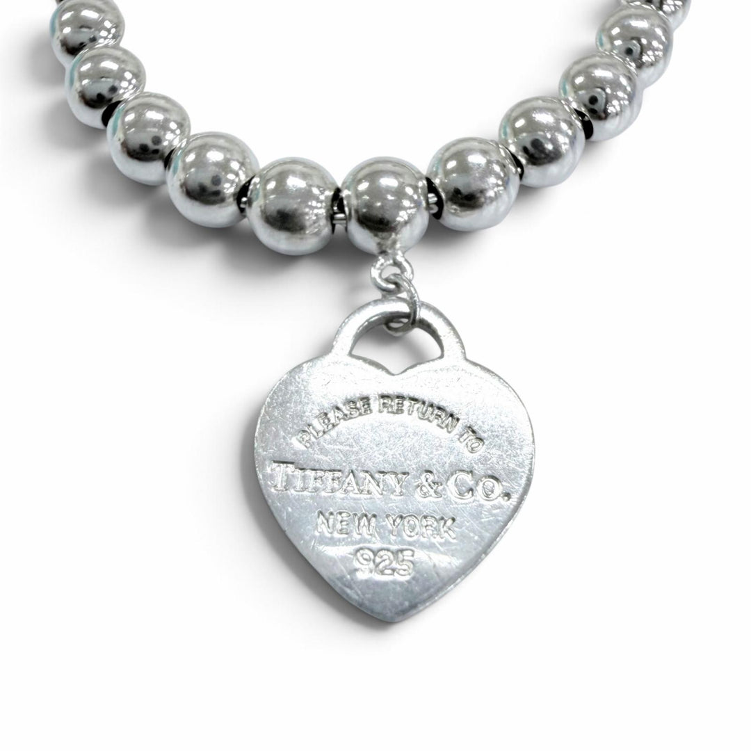 Great TIFFANY&Co. bracelet Mini Heart Tag Ball Chain Bracelet Silver 925 Women