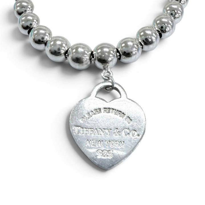 Great TIFFANY&Co. bracelet Mini Heart Tag Ball Chain Bracelet Silver 925 Women