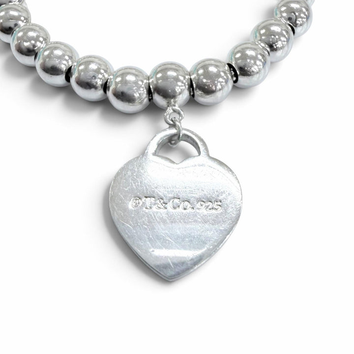 Great TIFFANY&Co. bracelet Mini Heart Tag Ball Chain Bracelet Silver 925 Women