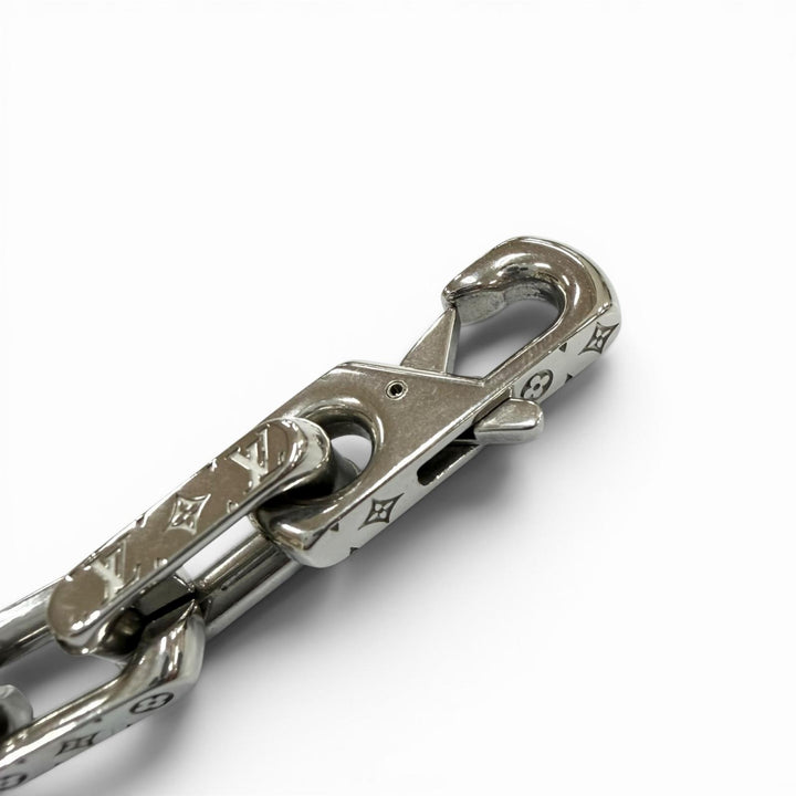 Great LOUIS VUITTON Necklace Collier Chain Monogram Silver mens M00307
