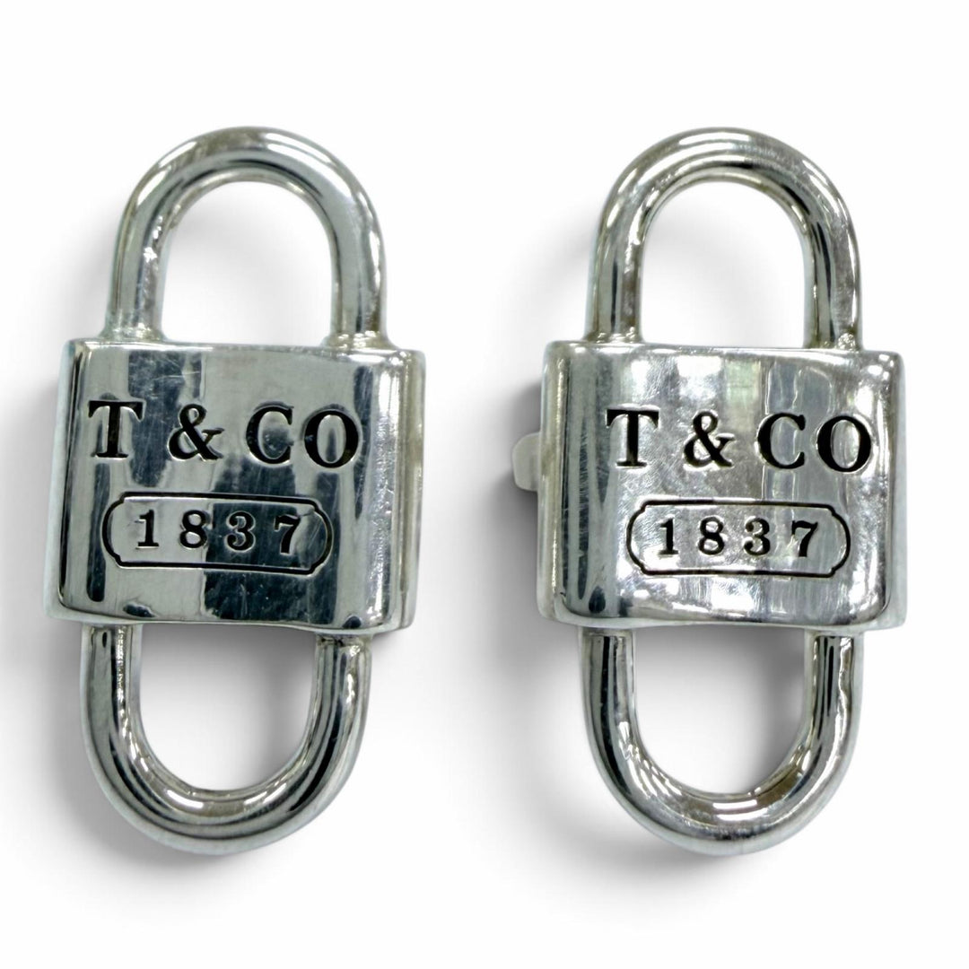 Great TIFFANY&Co. Pierce Small Double Lock Pierce Silver AG925 Women