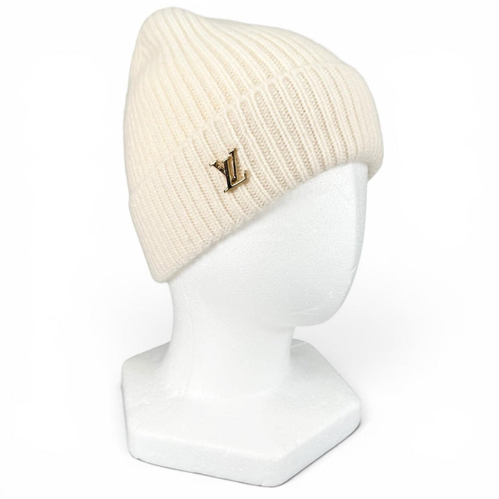 Great LOUIS VUITTON Knit cap Beanie LV Spark white cashmere Women M77882