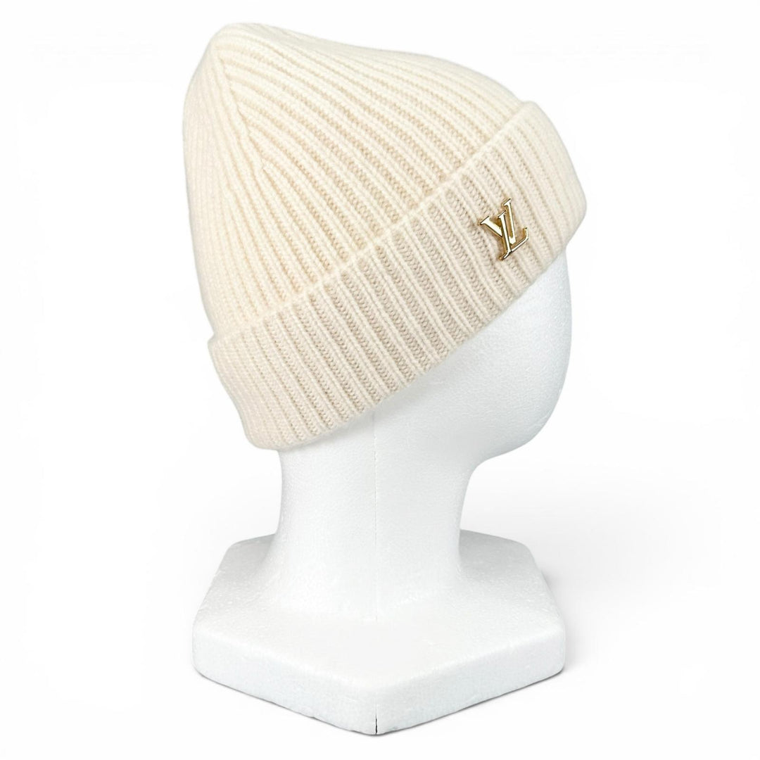 Great LOUIS VUITTON Knit cap Beanie LV Spark white cashmere Women M77882