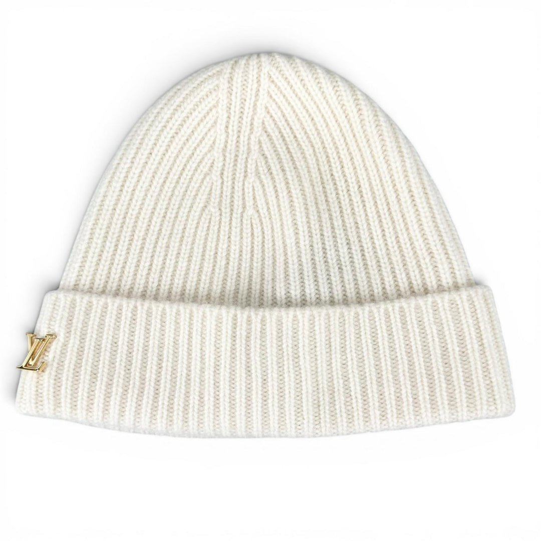 Great LOUIS VUITTON Knit cap Beanie LV Spark white cashmere Women M77882