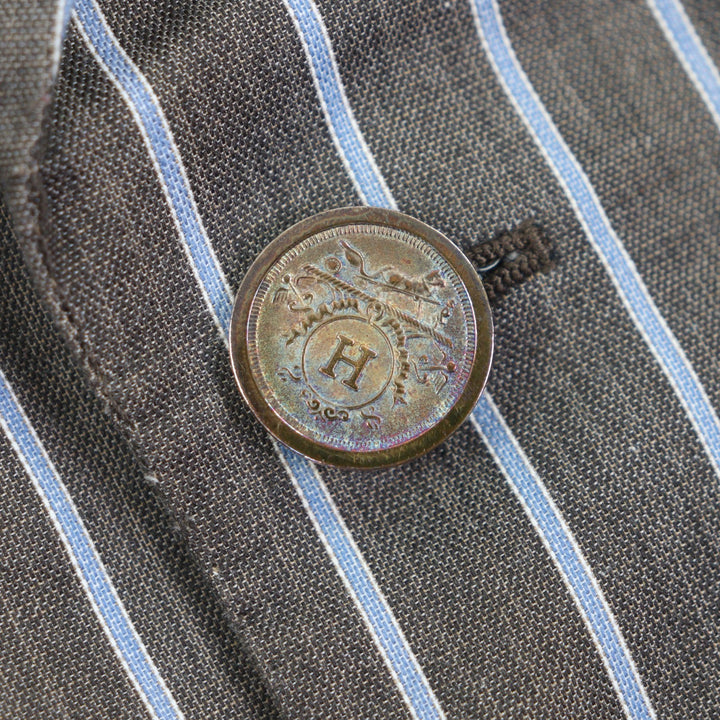 Very Good HERMES tailored jacket Striped Pattern Brown cotton mens 46