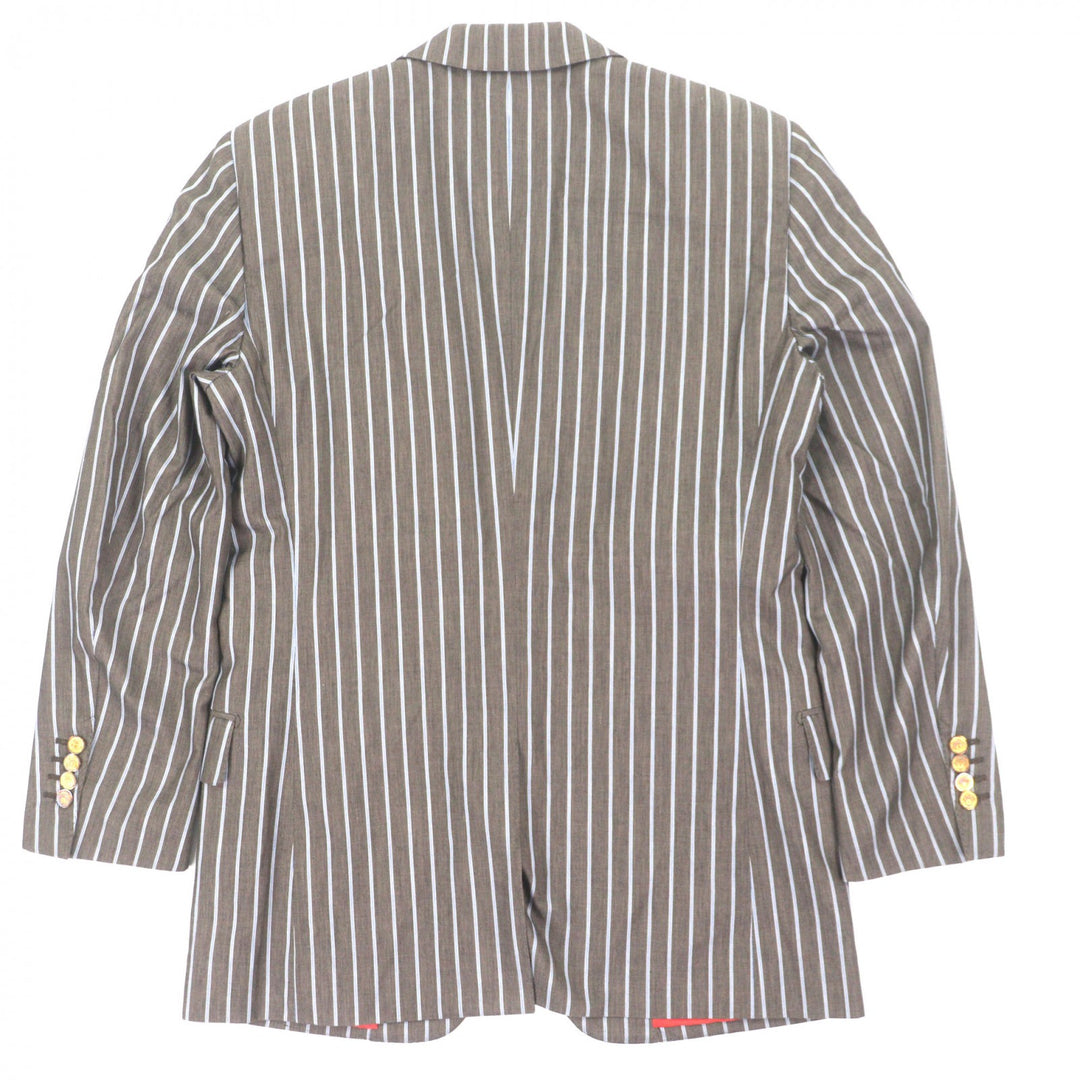 Very Good HERMES tailored jacket Striped Pattern Brown cotton mens 46