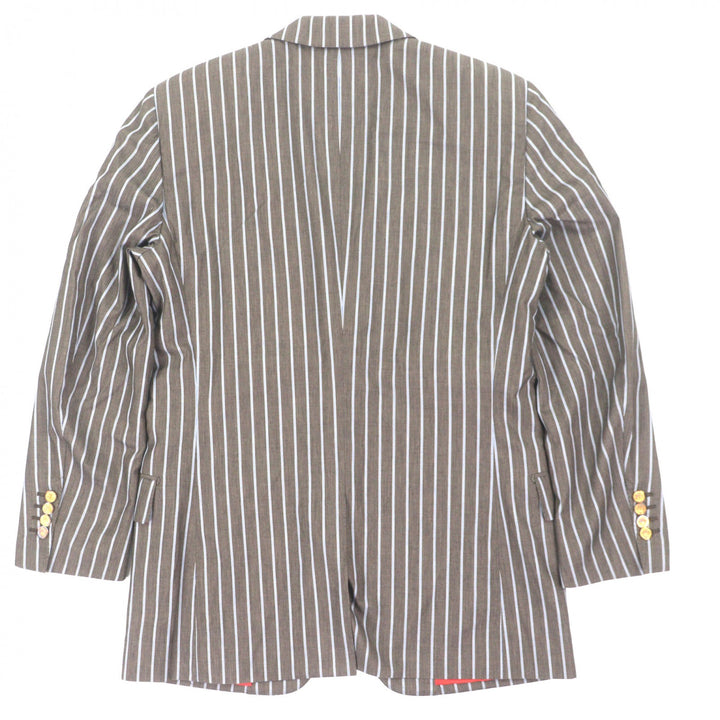 Very Good HERMES tailored jacket Striped Pattern Brown cotton mens 46