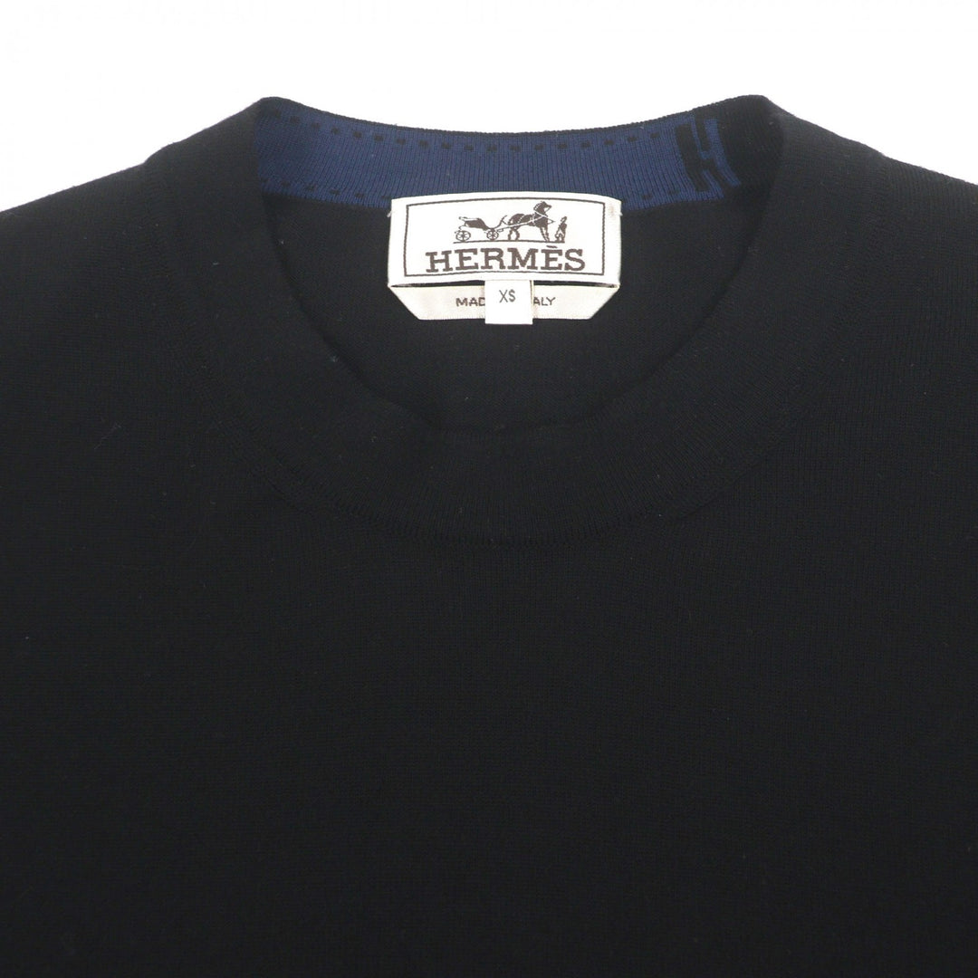 Excellent HERMES sweater black wool mens XS