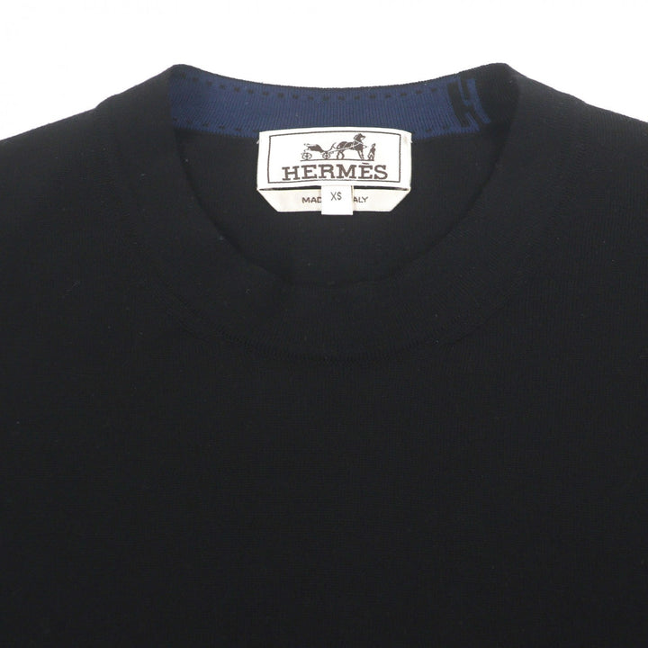 Excellent HERMES sweater black wool mens XS