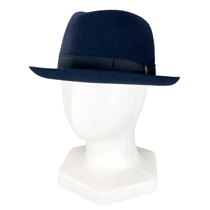 Excellent Borsalino hat ALESSANDRIA Ribbon design felt Navy Lapin mens 58