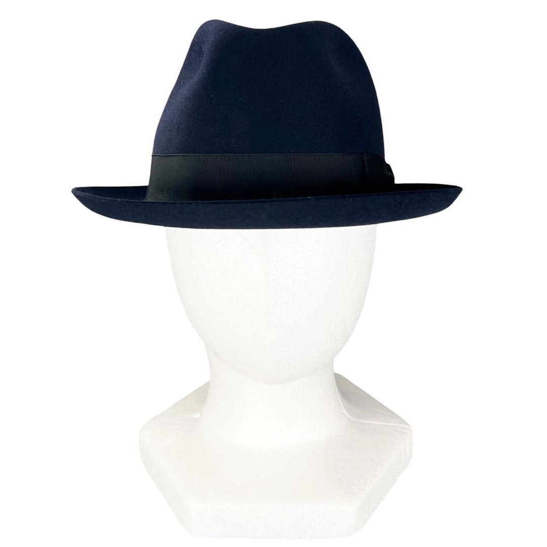 Excellent Borsalino hat ALESSANDRIA Ribbon design felt Navy Lapin mens 58