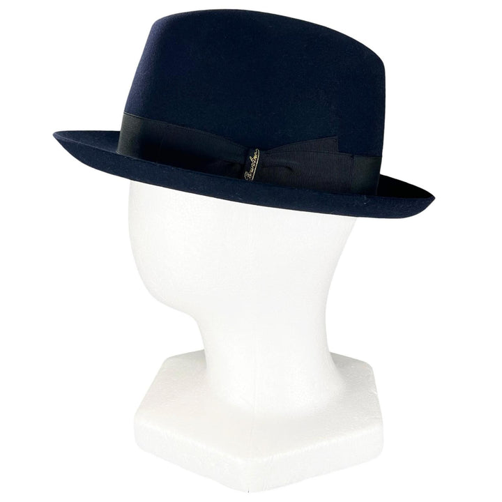 Excellent Borsalino hat ALESSANDRIA Ribbon design felt Navy Lapin mens 58