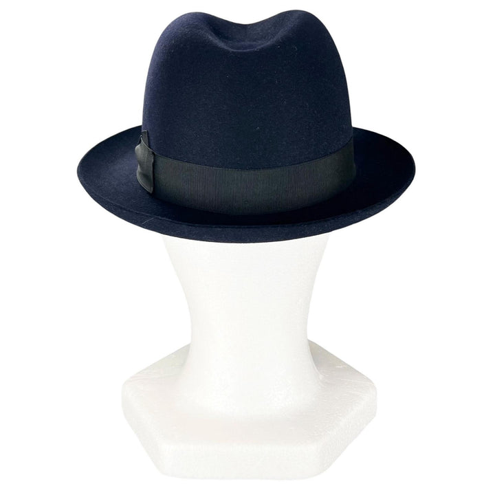 Excellent Borsalino hat ALESSANDRIA Ribbon design felt Navy Lapin mens 58