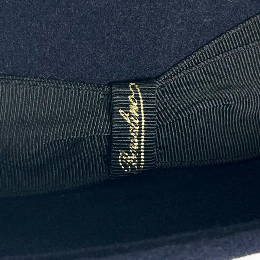 Excellent Borsalino hat ALESSANDRIA Ribbon design felt Navy Lapin mens 58
