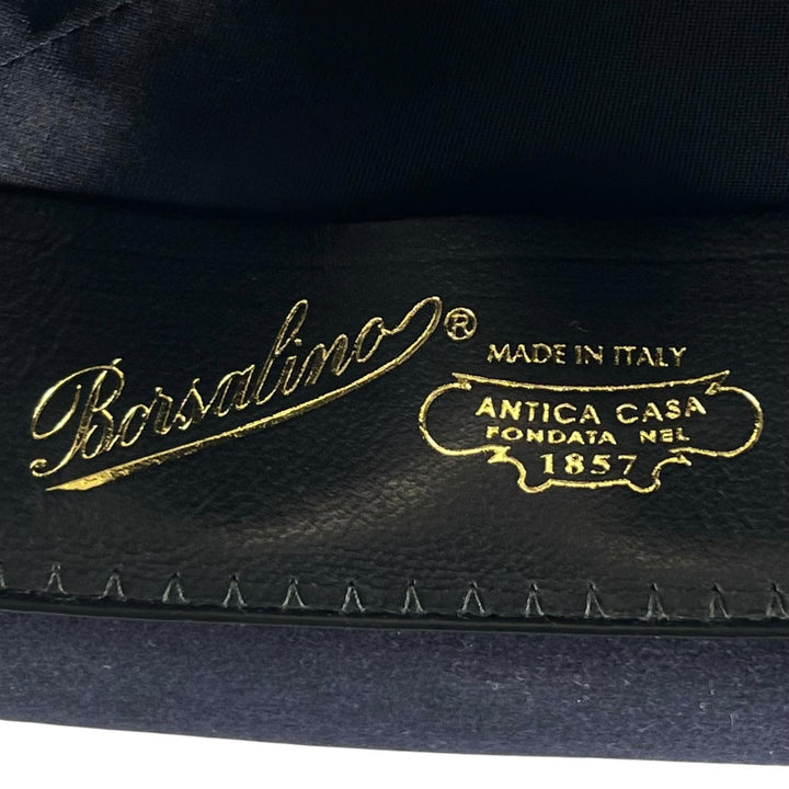 Excellent Borsalino hat ALESSANDRIA Ribbon design felt Navy Lapin mens 58