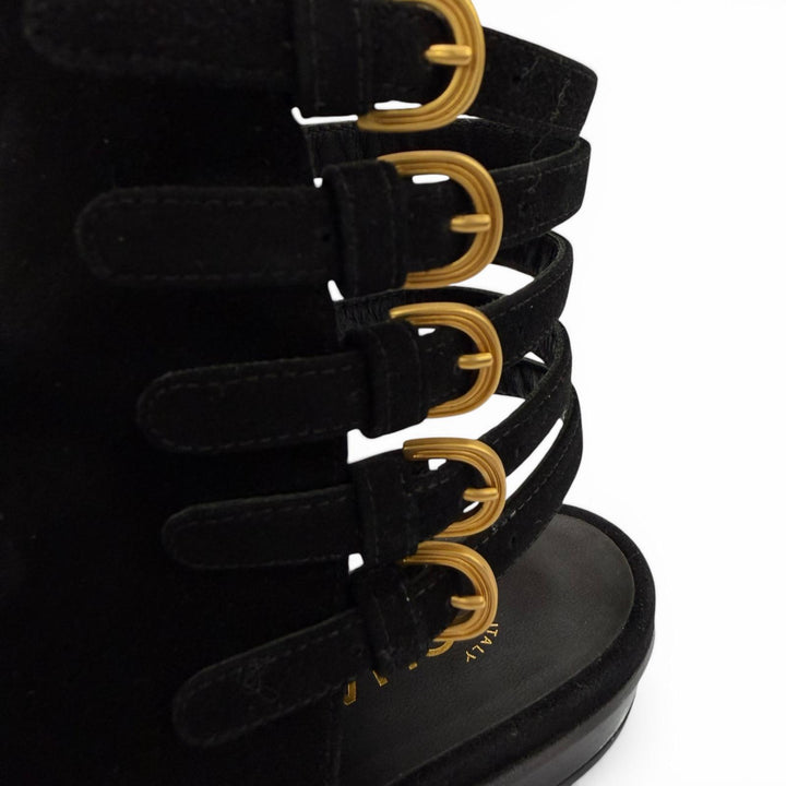 Excellent CHANEL Ankle boots black Suede leather Women 36.5 G30600