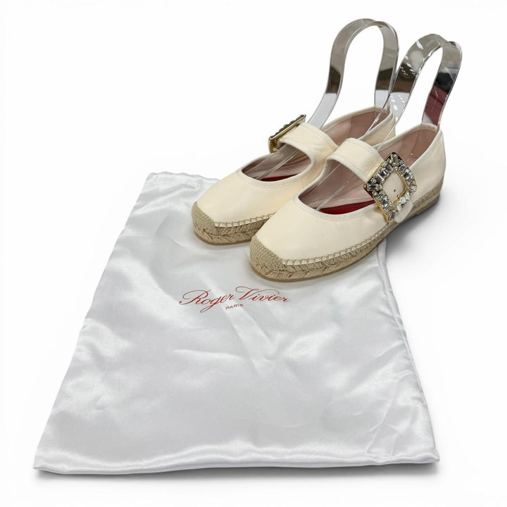 Pristine ROGER VIVIER Leather shoes strass buckle espadrilles leathe 38.5