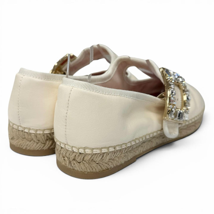 Pristine ROGER VIVIER Leather shoes strass buckle espadrilles leathe 38.5