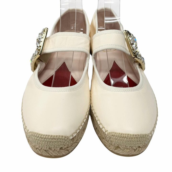Pristine ROGER VIVIER Leather shoes strass buckle espadrilles leathe 38.5