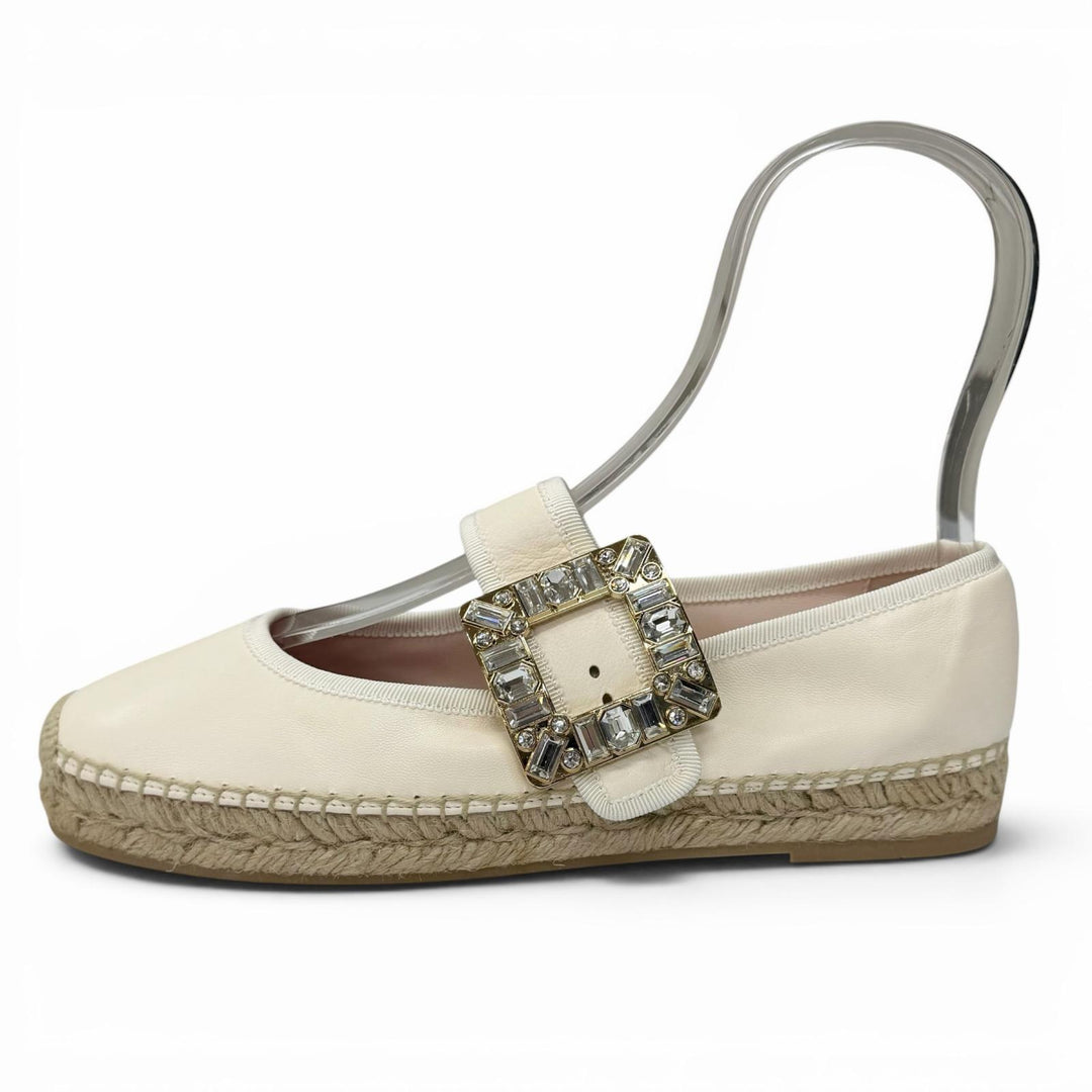 Pristine ROGER VIVIER Leather shoes strass buckle espadrilles leathe 38.5