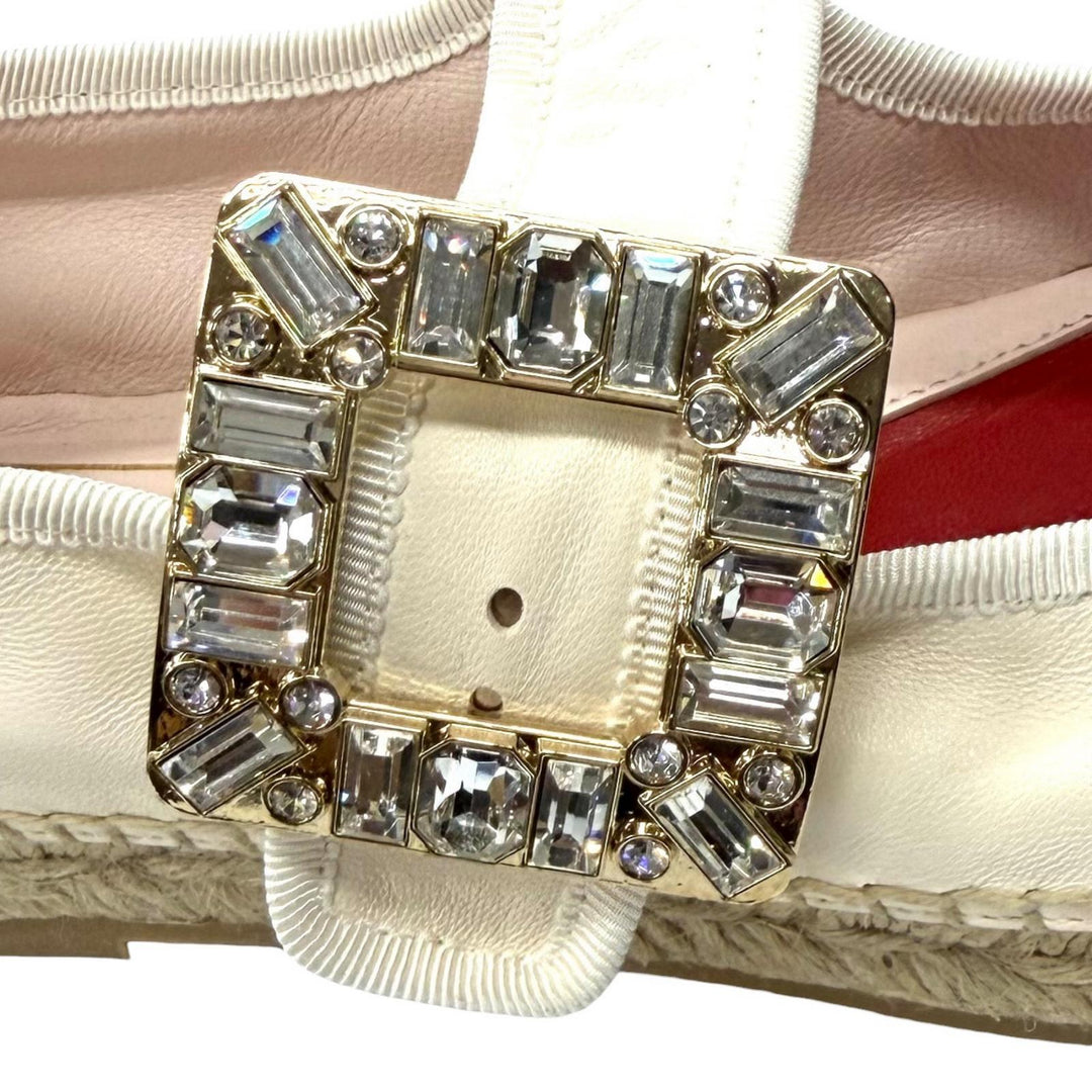 Pristine ROGER VIVIER Leather shoes strass buckle espadrilles leathe 38.5