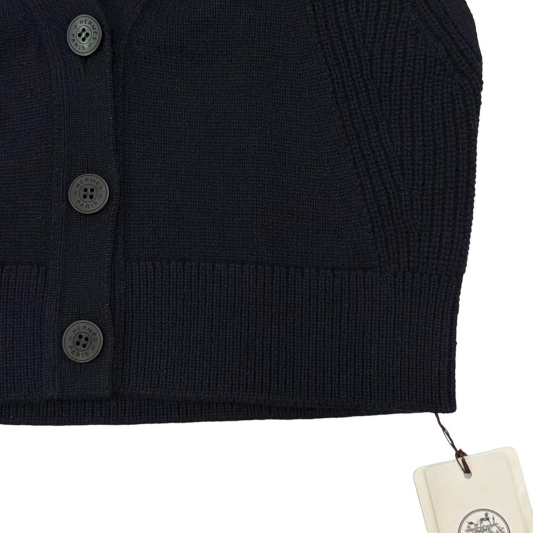 Pristine HERMES Best Serie Design Serie Button Knit Navy cashmere Women 36