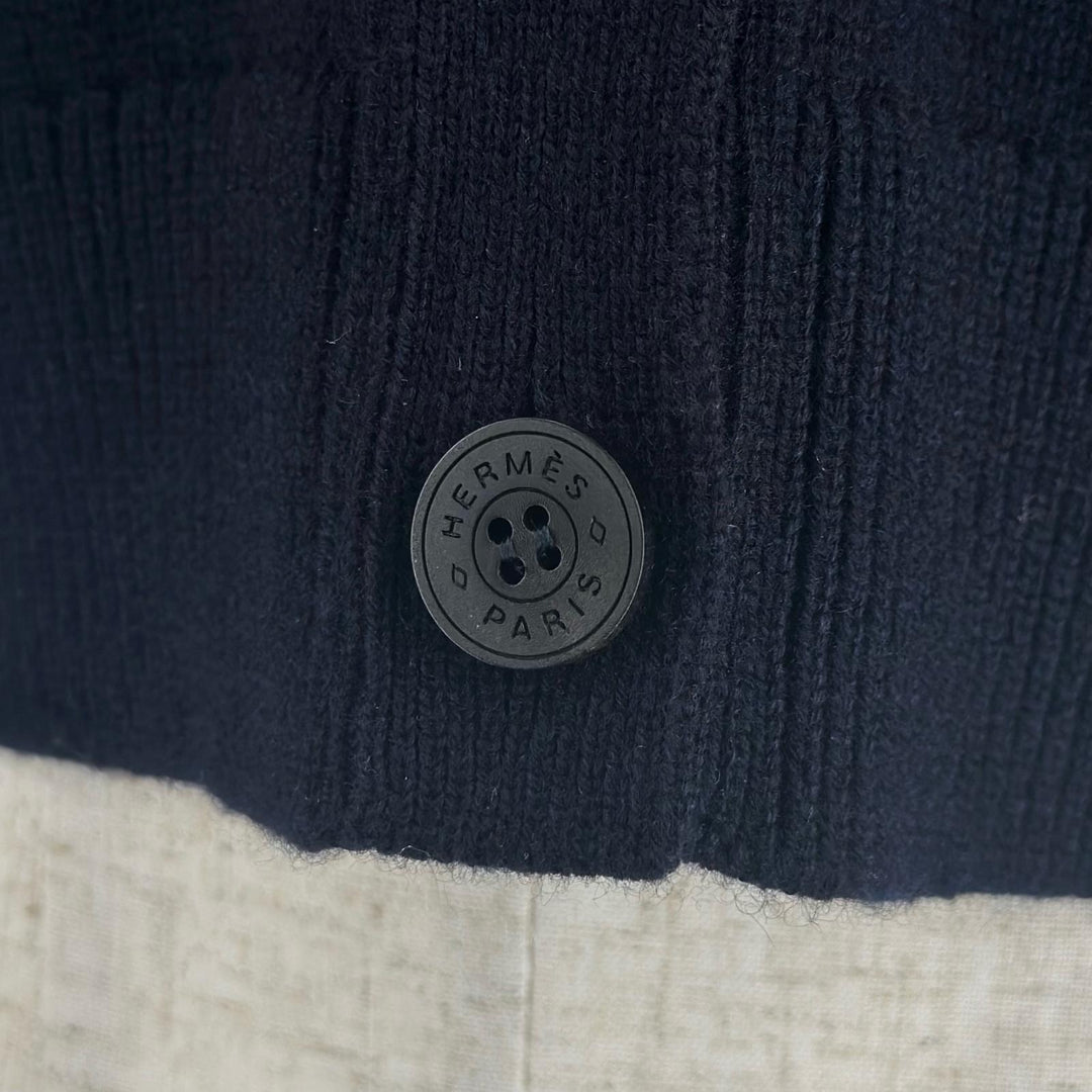 Pristine HERMES Best Serie Design Serie Button Knit Navy cashmere Women 36