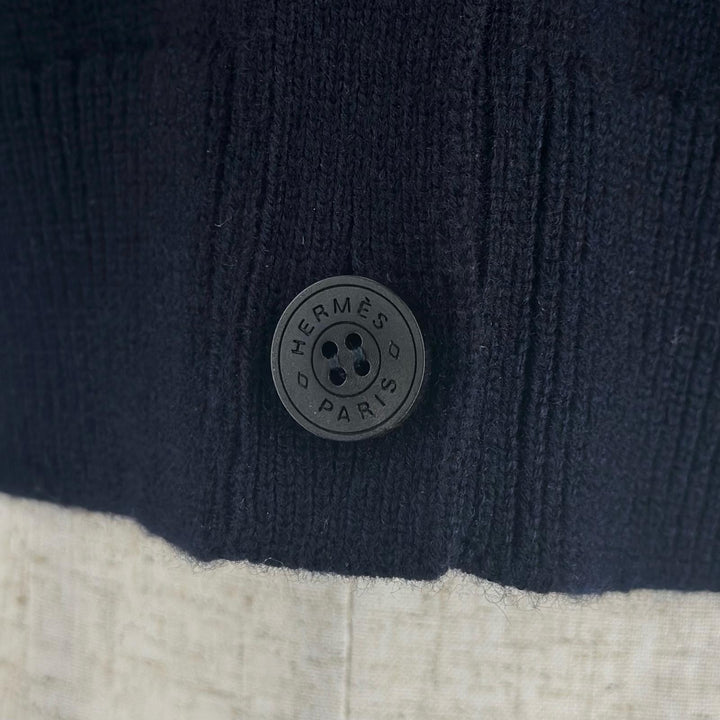 Pristine HERMES Best Serie Design Serie Button Knit Navy cashmere Women 36