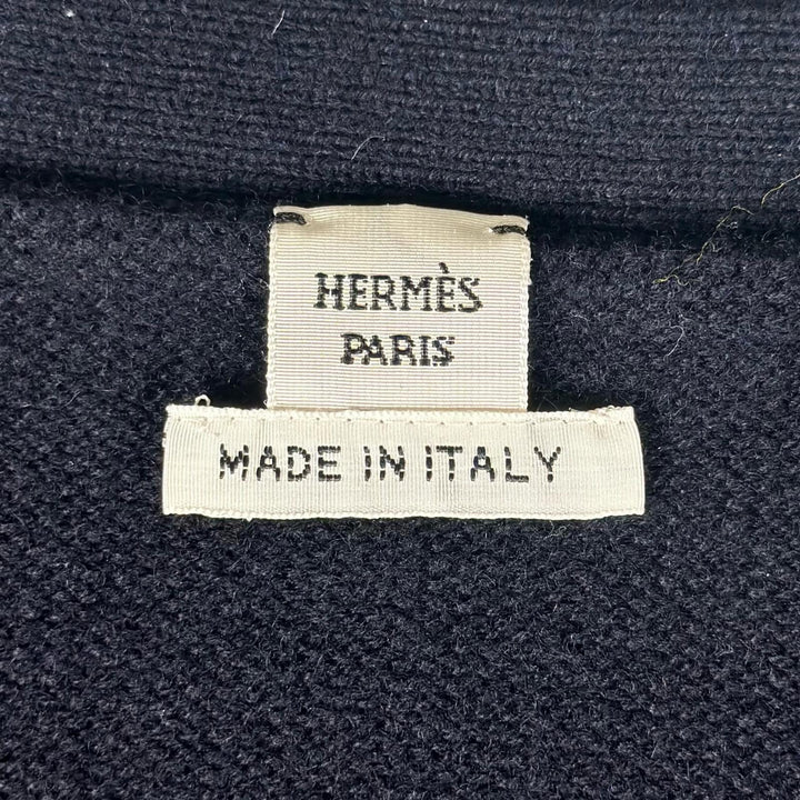 Pristine HERMES Best Serie Design Serie Button Knit Navy cashmere Women 36