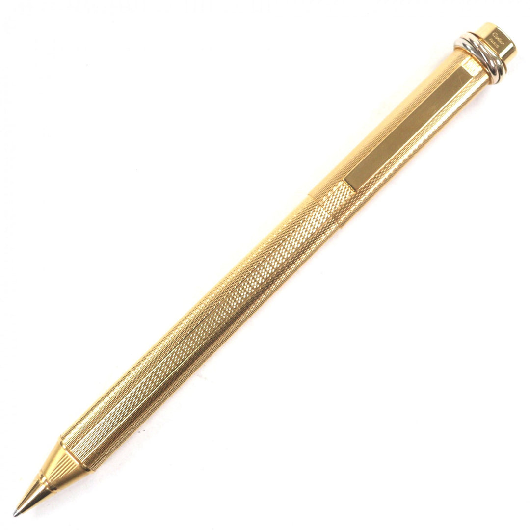 Excellent Cartier Ballpoint pen Trinity All-over pattern, cap style gold ー mens