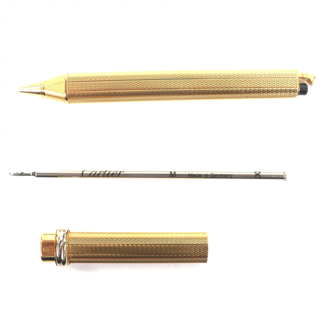 Excellent Cartier Ballpoint pen Trinity All-over pattern, cap style gold ー mens