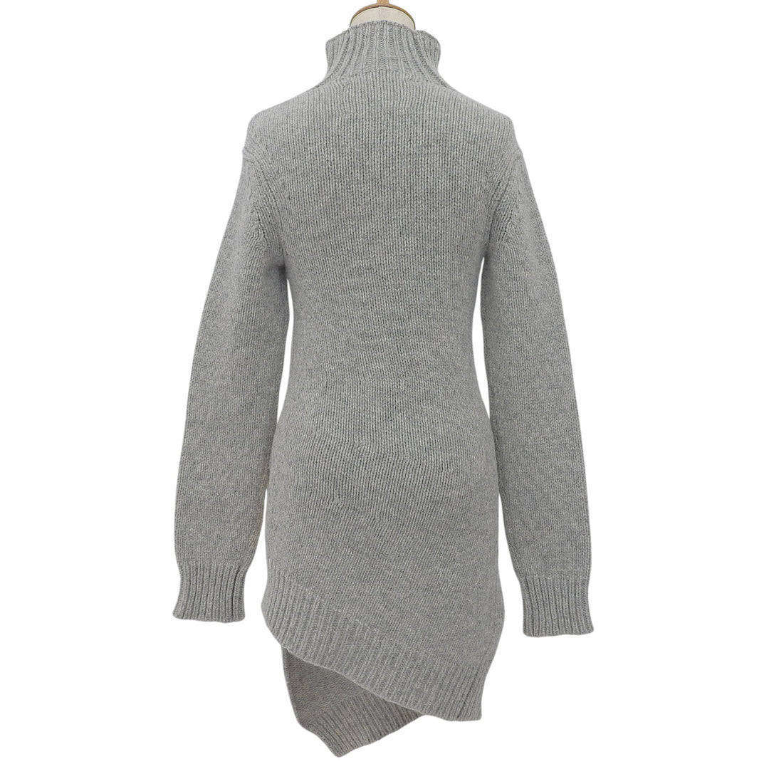 Excellent JIL SANDER knit Turtleneck Asymmetrical Long Sleeve gray wool Women 34