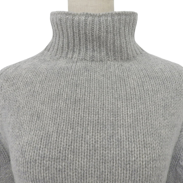 Excellent JIL SANDER knit Turtleneck Asymmetrical Long Sleeve gray wool Women 34