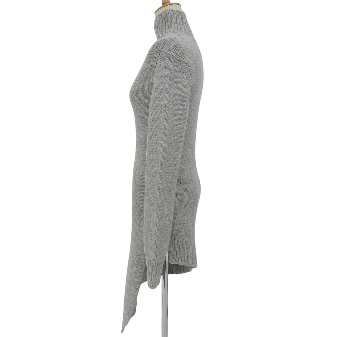 Excellent JIL SANDER knit Turtleneck Asymmetrical Long Sleeve gray wool Women 34