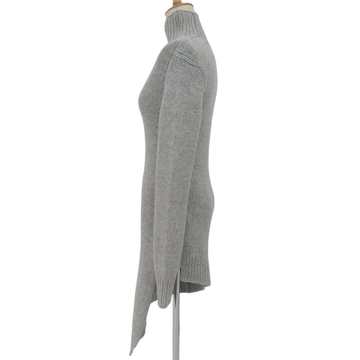 Excellent JIL SANDER knit Turtleneck Asymmetrical Long Sleeve gray wool Women 34