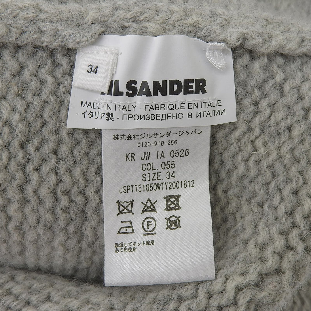 Excellent JIL SANDER knit Turtleneck Asymmetrical Long Sleeve gray wool Women 34