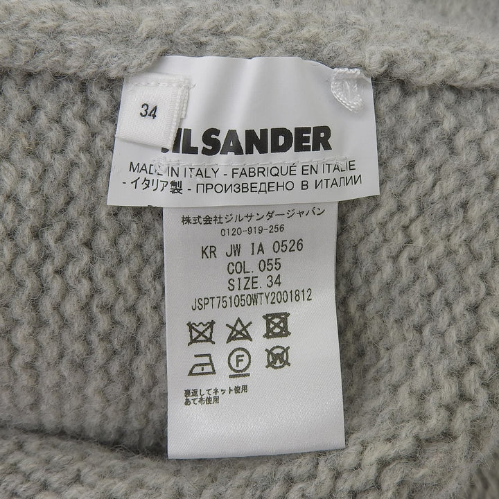 Excellent JIL SANDER knit Turtleneck Asymmetrical Long Sleeve gray wool Women 34